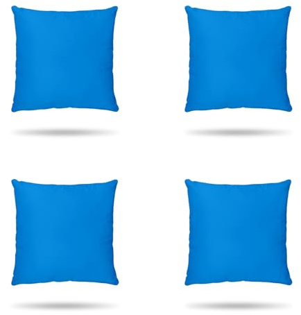 Hans-Textil-Shop 4er Set Kissenbezüge Uni 100% Baumwolle, Reißverschluss - Kissen, Kissenhülle, Kopfkissen, Dekokissen, Couchkissen, Sofakissen (Türkis, 40 x 40 cm)
