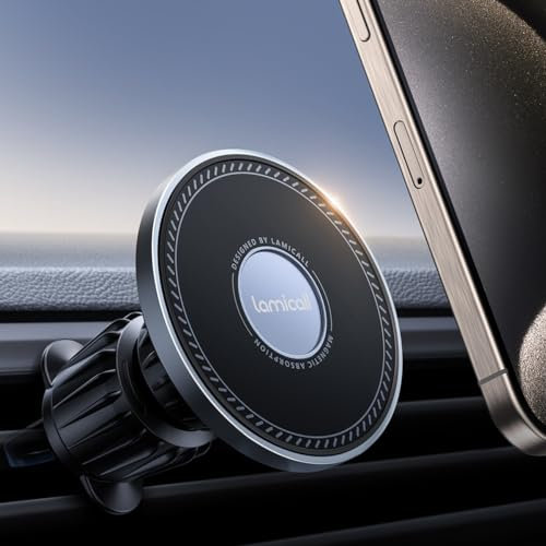 Lamicall Handyhalterung Auto für MagSafe Autohalterung - [2025 Mattes Design] Stark Magnetische Handyhalter Auto Lüftung, KFZ Handy Halterung Magnet für iPhone 16 15 14 13 12 Pro Max, Alle Smartphone