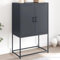 Sufrk Meuble TV noir 68 x 39 x 60,5 cm en acier, meuble TV pour TV, meuble TV et tiroir, armoire console buffet moderne