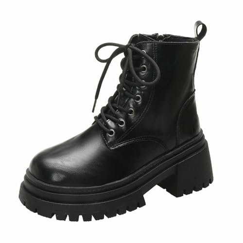 Generico Polacchetti Donna Stivali Donna Alti Al Ginocchio Stivali con cerniera laterale per donna Stivaletti alla caviglia Stivali corti Scarpe singole per donna Scarponcino Donna (Black, 35)