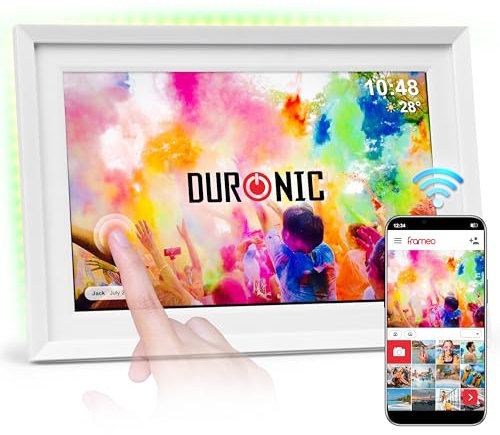 Duronic PF2A WE Cornice Digitale WiFi 10.1in - Cornice Digitale Foto, Portafoto Digitale, Cornice per Foto, Cornici Digitali, Cornice Foto Digitale, 32GB, Android & iOS, Cornice Elettronica con App