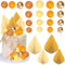 Gyufise 32Pcs Paper Palm Fan Cake Topper Balls Cake Topper Mini Balloon DIY Cake Insert Cake Decorations for Baby Shower Wedding Bridal Shower Birthday Party Decorations Yellow