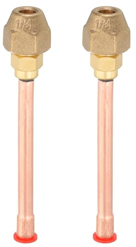 QUARKZMAN 1/4 SAE 45 Grados Latón Tubería Accesorio Abocardado 2Pcs | Conector Macho Rosca Adaptador con Latón Tuerca y Cobre Tubo para Aire Acondicionado HVAC Refrigeración