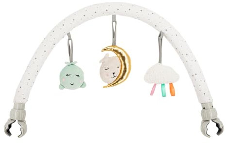 Momi Baby-Bogen Zizi Spielbügel zur Montage an Babywippe, Kinderwagen, Babyschale oder Kinderbett, mit 3 abnehmbaren sensorischen Spielzeugen, einfache Klemm-Montage ohne Werkzeug