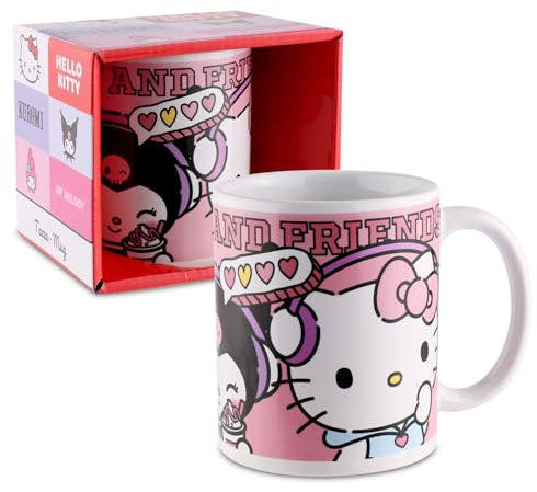 Hello Kitty Mug 350ml - Kuromi Charmmy Kitty Pink Ceramic Mug with Handle - Official Sanrio Design - Gift for Kids & Fans - Coffee Mug/Mug