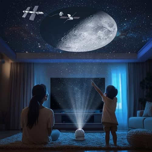Tomshine Astronomie Sternenhimmel Projektor mit Wissenserklärung, 12 Sternenmuster, 8 Weiße Rauschen & 8 Farben Nachtlicht, Bluetooth-fähig & Timer, 3 Rotationsgeschwindigkeiten, ideal für Kinder