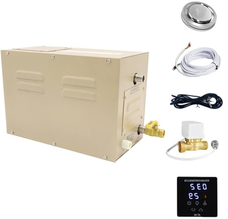 UORDBY Kleine Edelstahl-Sauna-Dampfmaschine für den privaten und gewerblichen Gebrauch, mit selbstentleerendem System, Temperatur einstellbar von 35–55 °C, Nutzraum: 2–10 m³ 3KW