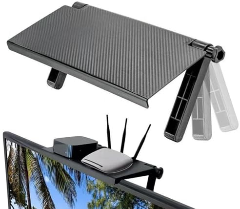 Vesidoloy Cable Box Shelf - Computer Monitor Mounting Bracket Shelf | Floating No Drill Stand for Routers Sound Bar Game Console Camera Cellphone Speakers DVD Player Theater Bedroom