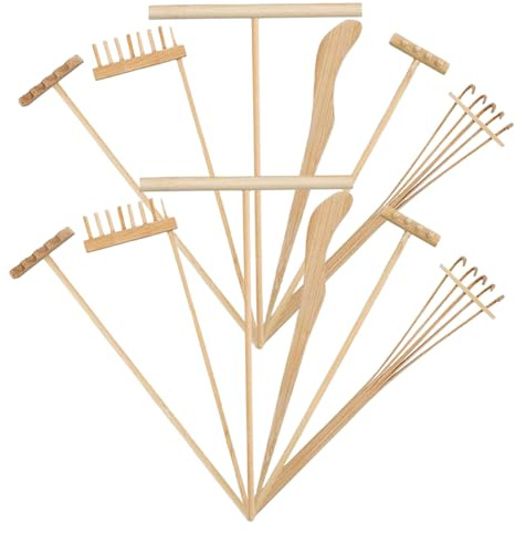 iplusmile 12 pièces Lot de Mini Râteaux Bois pour Jardin Zen Décoratif pour Table de Sable Outils Durables pour Aménagement Extérieur et