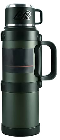 Thermosflasche 2.5 L, 72 h Heiß Inkl, Thermoskanne, isolierte Edelstahl Wasserflasche mit Teesieb, Trinkflasche Thermobecher, Isolierflasche mit Griff, Angeln, Camping Thermoflasche, 12 x 39 cm