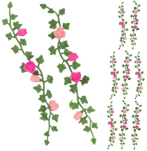 DOITOOL 10pcs Miniature Artificial Flower Vines Realistic Climbing Roses Tiny Floral Garlands for Dollhouse Miniature Garden Decorations Fairy Garden Supplies Terrarium Decor