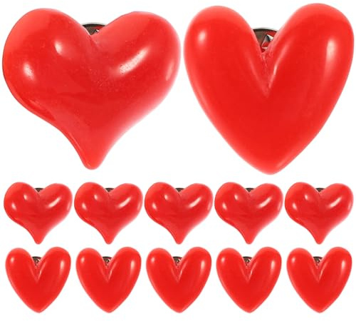 iplusmile Rote Herzbroschen: 12 Stück Valentinstag-broschen, Anstecknadeln mit Herzmotiv, Liebes-anstecker für Damen Und Herren, Kleidung, Taschen, Hüte