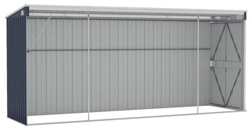 Generic Wand Geräteschuppen, Kunststoffgriff mit Sperrfunktion, Gerätehaus, Gartenhaus, Gartenschuppen, Schuppen für Terrasse/Außenbereich/Hinterhof, Verzinkter Stahl(Grau (118 x 382 x 178 cm)