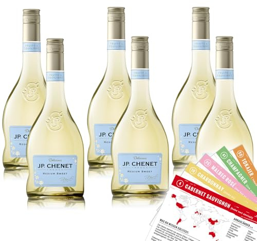 JP.Chenet Medium Sweet Weiß IGP, lieblich, sortenreines Weinpaket + VINOX Winecards (6x0,75l)