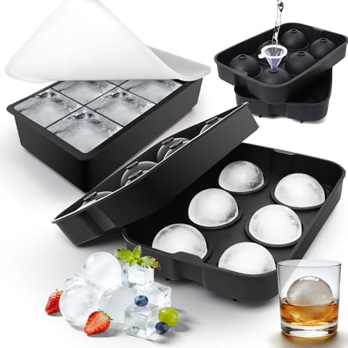 Große Eiswürfelform Silikon mit Deckel,leicht zu entformen,BPA-frei | geeignet für Cocktails,Whisky,Bier,Säfte und andere Getränke