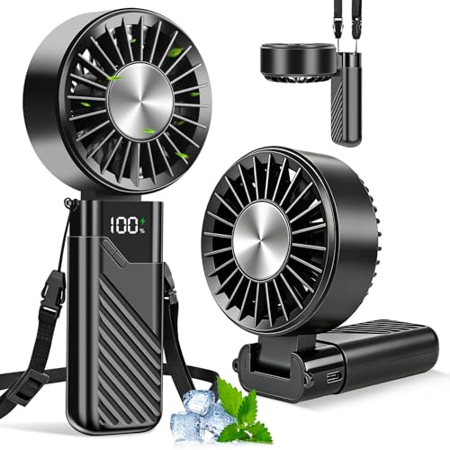 Ventilatore Portatile, Mini Ventilatore A Mano Silenzioso Potente a Batteria Ricaricabile 3 in 1 5 Velocità Piccolo Ventilatore Ventilatore USB Ventilatore da Tavolo per Viaggi,Ufficio,Campeggio
