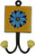 GURU SHOP Doppelwandhaken, Garderobenhaken mit Handgefertigter Blue Pottery Keramik Fliese - Modell 14, 15x8x4 cm