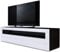 Vladon Lowboard Valencia, Made in Germany, TV-Kommode mit 1 offenem Fach und 2 Klappen, Schwarz matt/Weiß Hochglanz/Weiß Hochglanz (155 x 46 x 40 cm)