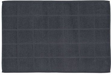 Frottier-Duschvorlage-50x70 cm, Uni-Karofond, anthrazit