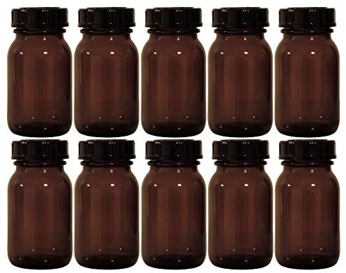 mikken - braunes Apothekerglas Set inkl. Schraubverschluss & Etiketten Made in Germany, Silber, 10x 100ml