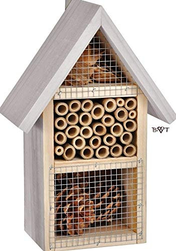 Insektenhotel N3 HD hell grau weiss silbergrau Überwinterung Schmetterlingshaus Nest als Ergänzung zum Meisen Nistkasten Meisenkasten oder zum Vogelhaus Vogelfutterhaus Futterstation für Vögel, als umweltfreundliches Mittel gegen Blattläuse, ideal für die Beobachtung von Insekten Schmetterlingen Marienkäfer für die natürliche Blattlausbekämpfung, ein toller Insektenkasten - Insektenhaus - Schmetterlingskasten - Marienkäferkasten - Schmetterlingshaus - Gartendeko - Gartendekoration