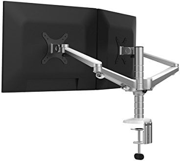 Thingy Club Adjustable Aluminium Universal Double Twin LCD LED Desk Mount Monitor Arm Stand Bracket with Tilt and Swivel (Adjustable Monitor Arm: Tilt ±45°|Swivel 180°|Rotate 360°)