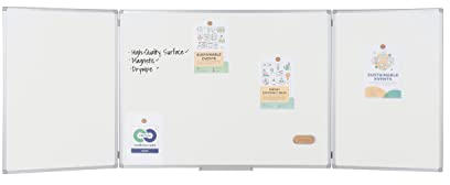 Bi-Office Earth Trio - Whiteboard Klapptafel mit 3 Weißwandtafeln, Magnetisch Oberflächen, 120 x 90/240 x 90 cm