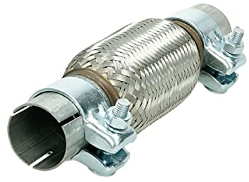 ECD Germany Tuyau Flexible Universel - 45 x 150/270 mm - avec 2 Colliers - en Acier Inoxydable - Interlock - Montage sans Soudure - Tuyau Ondulé Système d'échappement