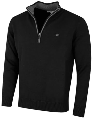 Calvin Klein Herr 2025 Grovstickad Bomull 1/2 Dragkedja CK Golftröja