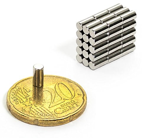10 Mini Magnete, ultrastark - 3x6mm - NEODYM - Das Original - Oblique-Unique®