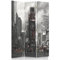 Raumteiler Ggedruckten auf Canvas Leinwand Wandschirme dekorative Trennwand Paravent beidseitig 3 teilig (110x180 cm) Stadt New York Strasse SKYSCRAPPER EINE Farbe SCHWARZ UND WEIß