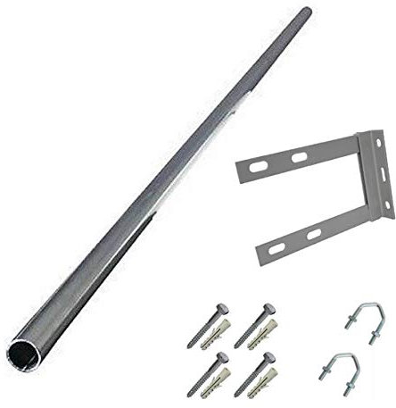 6 ft foot / feet x 1.25 TV Aerial Radio CCTV Camera Mounting Fixing mast / pole STEEL and wall bracket 12x12 fixing installation KIT