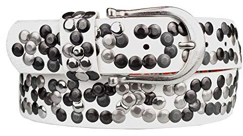 Zakatte • DAMEN NIETENGÜRTEL AUS KUNSTLEDER 70 BIS 125 CM (105 cm, Weiß)