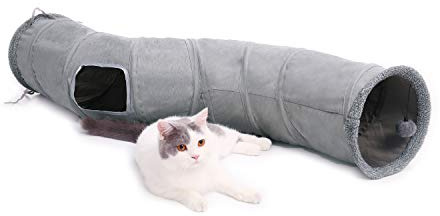 PAWZ Road Cat Tunnel S Shape Cat Tunnels for Large & Indoor Cats 51”Long