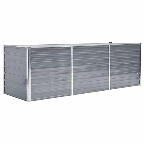 vidaXL Pflanzgefäß aus verzinktem Stahl 240 x 80 x 77 cm, Blumenkasten, Hochbeet, Grau