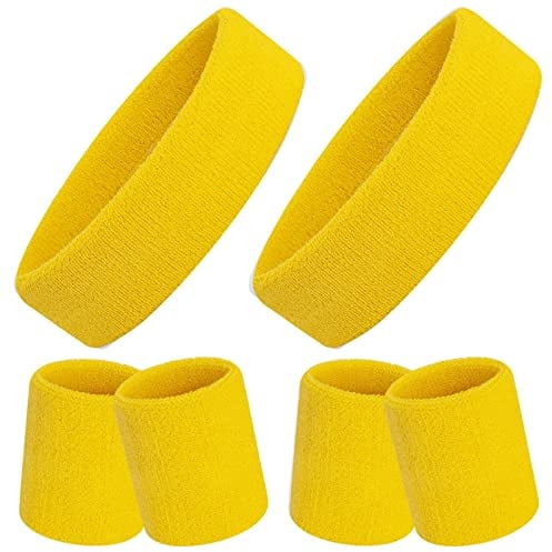 ONUPGO Schweißband-Set, Sport-Stirnband, Armband-Set (6 Stück) Schweißbänder aus Frottee, Schweißband, Stirnband, Feuchtigkeitstransport, Schweißabsorbierendes Stirnband