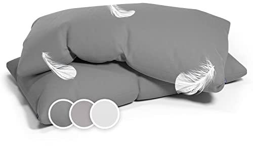 SLEEPWISE 2er Set Premium Kissenbezug 40 x 80 cm, ÖKO-TEX Kopfkissenbezug mit verdecktem Reißverschluss, Pflegeleicht, Atmungsaktiv, Superweicher Kopfkissenbezug 40x80, Hellgrau