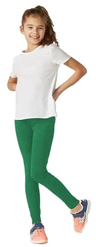 BODYWEAR LTD - Girls' Kids Plain Leggings - Children and Teen Basic Stretchy Full-Length Pants for Everyday - Style and Active Play – Perfect for School, Travel, Sports (Bottle Green, 5-6 Years)