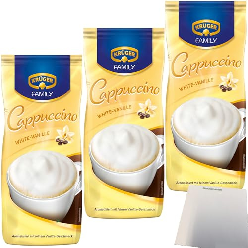 Krüger Family White Cappuccino 3er Pack (3x 500 g Beutel) + usy Block