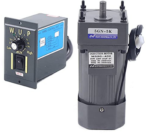 Moteur électrique 90 W 220 V CA Moteur à engrenages asynchrone monophasé + régulateur de vitesse (5 K)