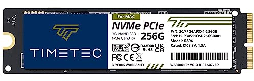 Timetec 256 GB MAC SSD NVMe PCIe Gen3x4 3D NAND TLC Lesegeschwindigkeit bis zu 1.950 MB/s, kompatibel mit MacBook Air (2013–2015, 2017), MacBook Pro (2013–2015), iMac (2013–2019), Mac Pro (2013)