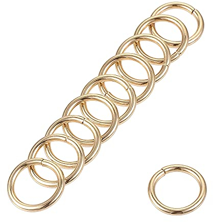 sourcing map Boucle Anneau 10mm Métal pour Sangles Sacs Ceintures Bricolage Artisanat Doré 20Pcs