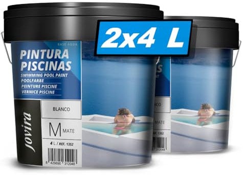 JOVIRA PINTURAS Pitture per piscine 8 L protezione e decorazione di piscine. (2x4 Litri, Bianco)