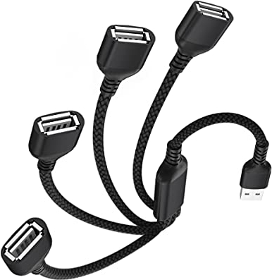Elebase Câble USB Splitter 4 Ports 1M,4 en 1 Type A Mâle vers 4 Femelle Répartiteur Nylon Multi Cordon Multiple Porte Multiprise Extender Hub Chargeur Split pour Mac,PC,TV,Car,PS4 PS5,Xbox One X/S