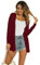 Ietaoo Gilet Long Femme Été Cardigan Veste Tricot Léger Manches Longues Gilet Elégant Ouverte Cardigan Vin Rouge S