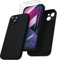 ORNARTO kompatibel mit iPhone 13 Hülle, mit 2 x Schutzfolie flüssigem Silikon Gel Ruber Case Rundumschutz stoßfeste Handyhülle für iPhone 13 Schwarz
