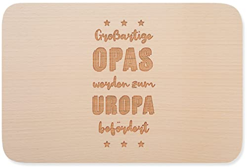 JUNIWORDS Frühstücksbrettchen, Großartige Opas werden zum Uropa befördert, Holzbrett Frühstücksbrett Holzbrettchen (1007797)