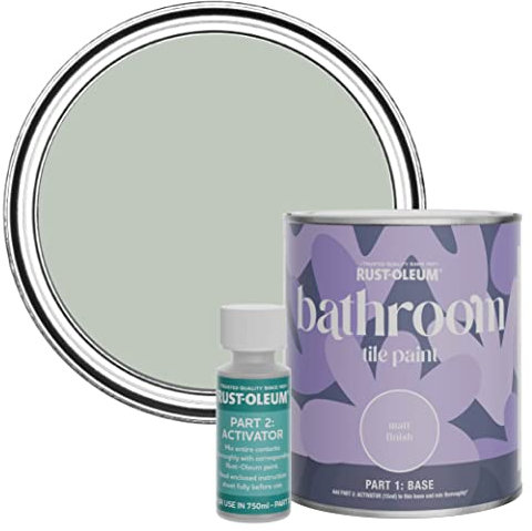 Rust-Oleum Green Water-Resistant Bathroom Tile Paint in Matt Finish - Chalk Green 750ml