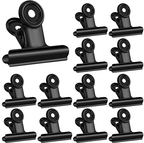 JEFFOUOO 12 Stück Groß Bulldogge Büroklammern,50mm Bulldog Clips Metall Klammern,Multi-function Clip Bulldog Binder Clip für Fotos Zeichnungen Kunsthandwerk Büros Küche Hause,Schwarz