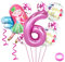 Weenkeey 6 Jahre Feen Geburtstag Deko Großes Fee Folienballon 6. Geburtstag Feen Ballon Rosa Zahl 6 Luftballon für Mädchen Geburtstag Party